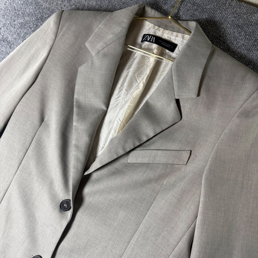 Zara Menswear Blazer Beige Suit Jacket Business‎ Casual Office Formal - M